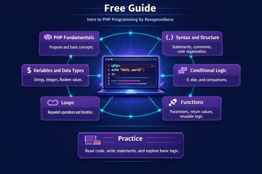 An infographic poster titled by Rexqavunibora , featuring a dark brown background with wavy patterned lines, a central comparison process diagram, and educational key skills on the bottom left.
