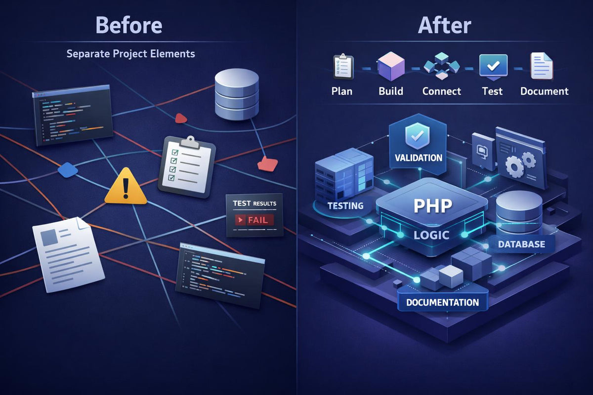 A before-and-after comparison graphic for a cybersecurity investigation tool or service. The left 'Before' side shows scattered document and file icons