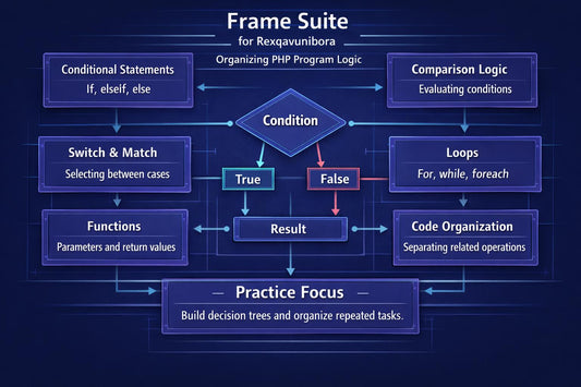 An infographic poster titled by Rexqavunibora , featuring a dark brown background with wavy patterned lines, a central comparison process diagram, and educational key skills on the bottom left.