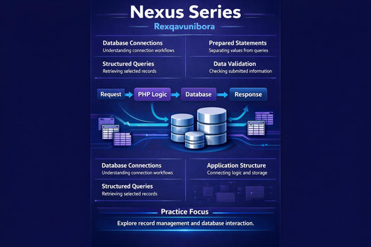 An infographic poster titled by Rexqavunibora , featuring a dark brown background with wavy patterned lines, a central comparison process diagram, and educational key skills on the bottom left.
